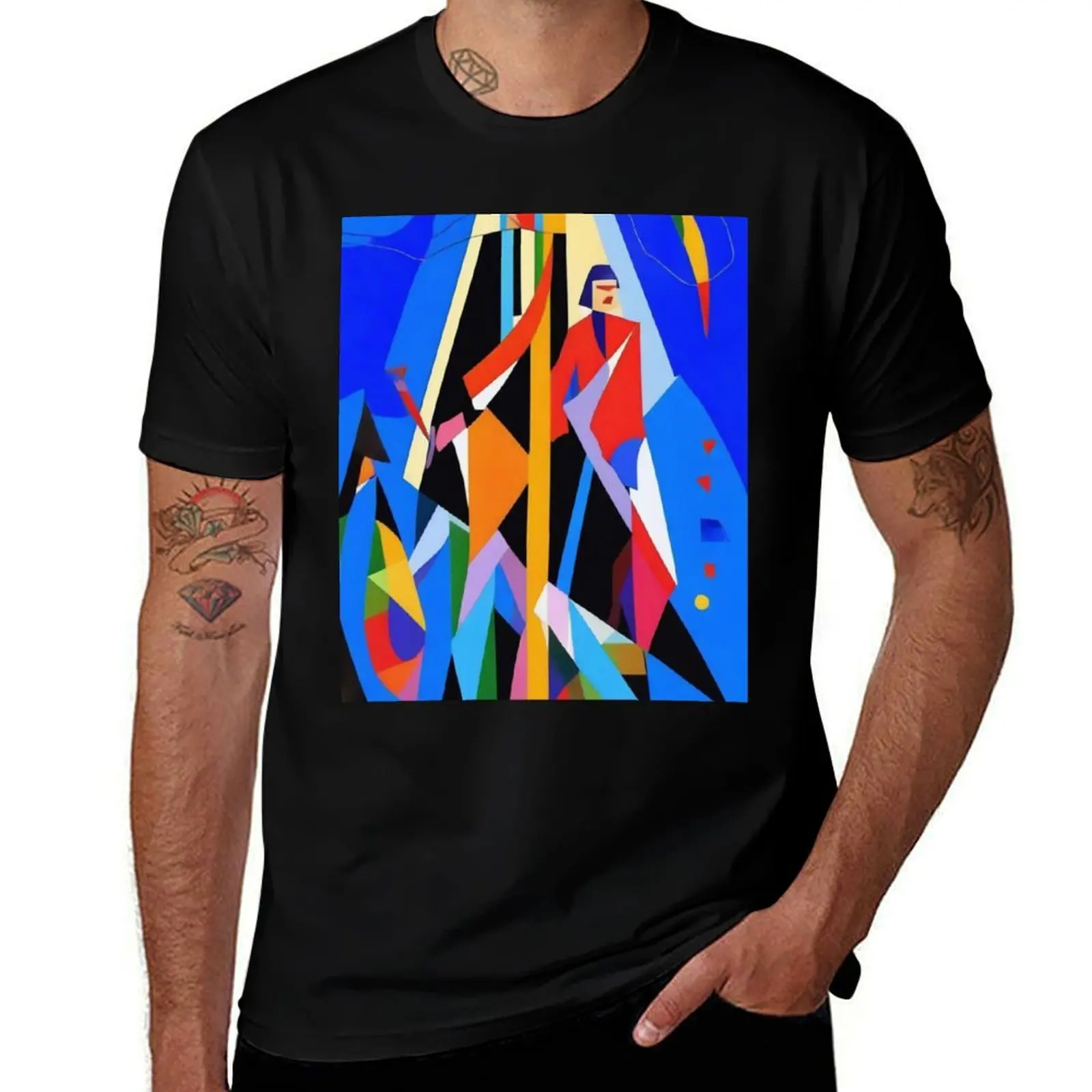 A vividly colored abstract composition T-Shirt Plus Size Basic Cotton T-Shirt