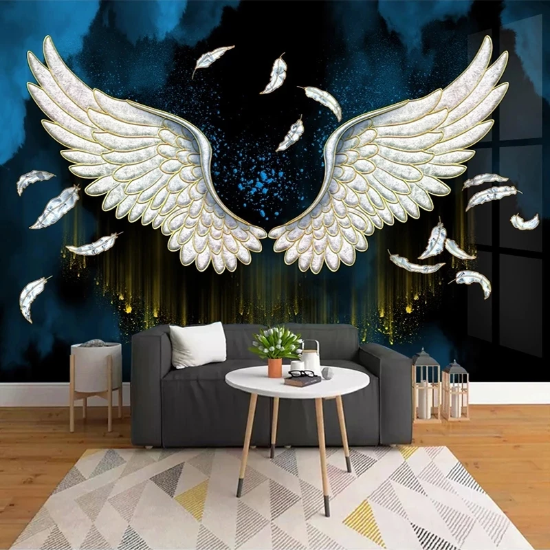 Custom Mural Modern 3D Feather Wings Art Self Adhesive Wallpaper Living room sofa TV background bedroom restaurant study Hotel