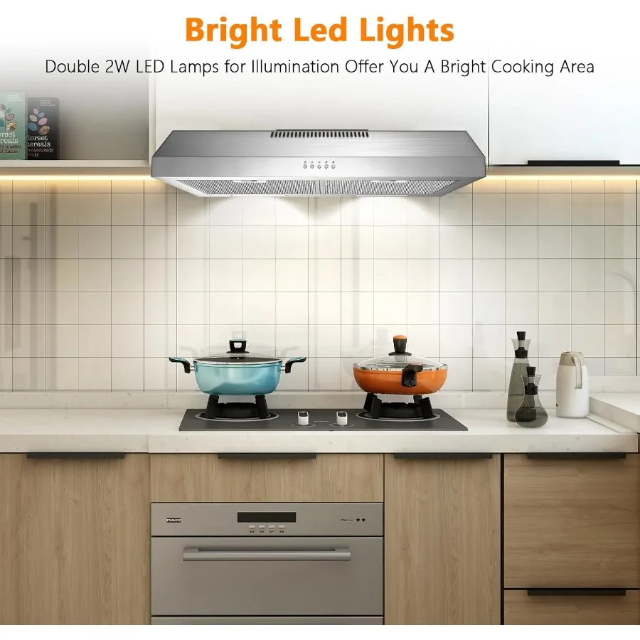 ترقية 600 CFM شفاط المطبخ 30 بوصة تحت خزانة شفاط المطبخ ل القناة/القناة للتحويل الفولاذ المقاوم للصدأ موقد المطبخ تنفيس ث #4