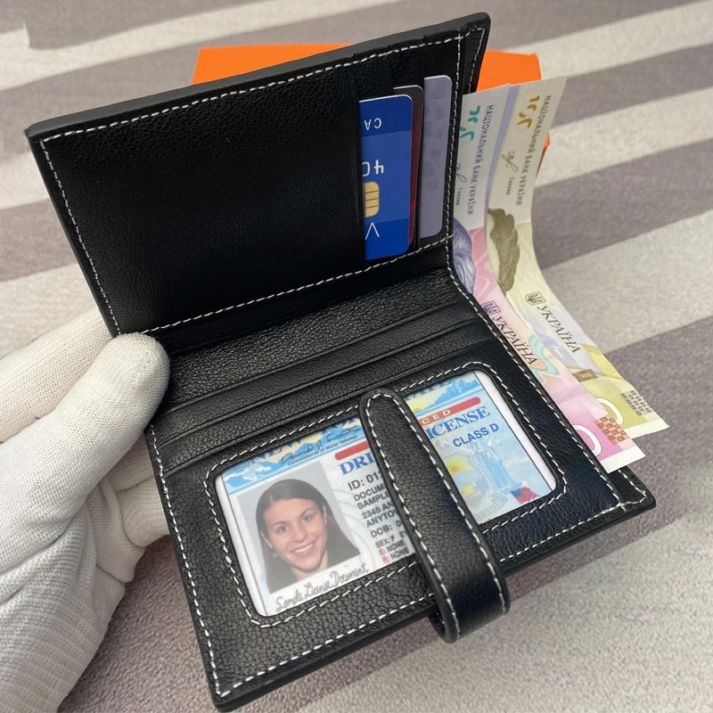 Women's Genuine Leather Coin Wallet Credit card bag cover simple luxury quality ID card storage bag
