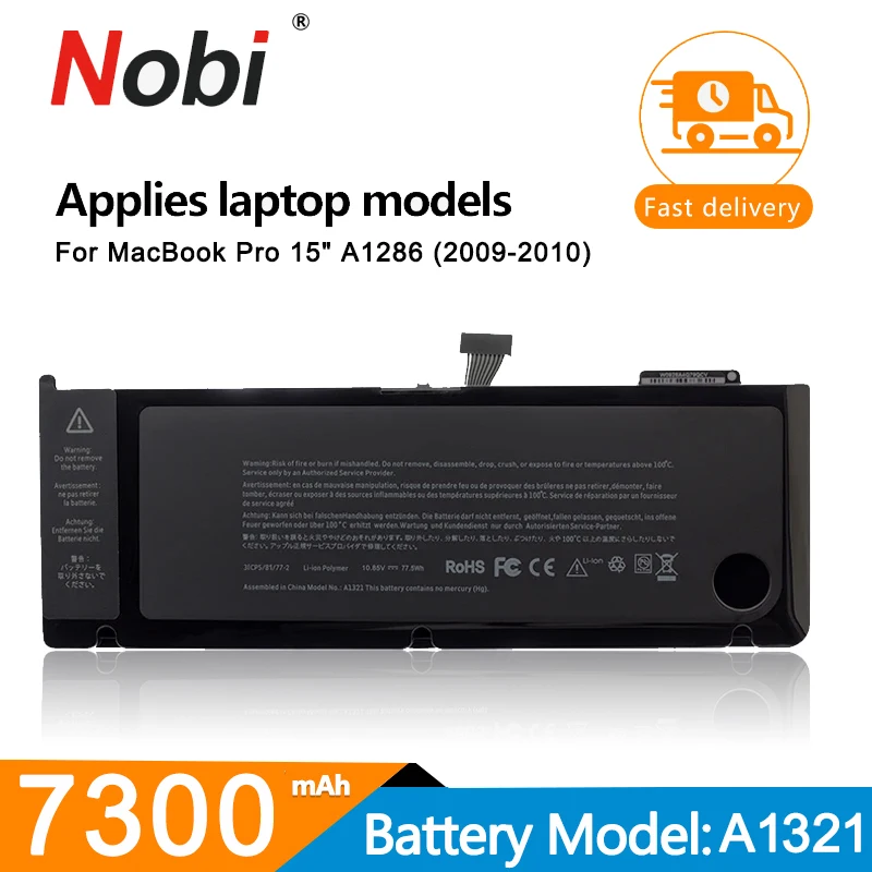 

Nobi A1321 Battery for Apple MacBook Pro 15" A1286 2009 2010 Version 020-6380-A MC118LL/A MC372 MC371 MB985 MB986LL/A Baterias