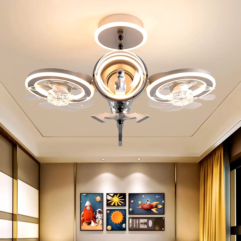 Nordic kids bedroom Ceiling fan with led light and control electric fan Ceiling lights dining room Ceiling lamps indoor lighting