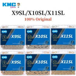 KMC X9SL/X10SL/X11SL Bike Chain Silver Gold  9/10/11 Speed MTB/Road Bike Chain 9v 10v 11v Speed Curren for Shimano SRAM Parts