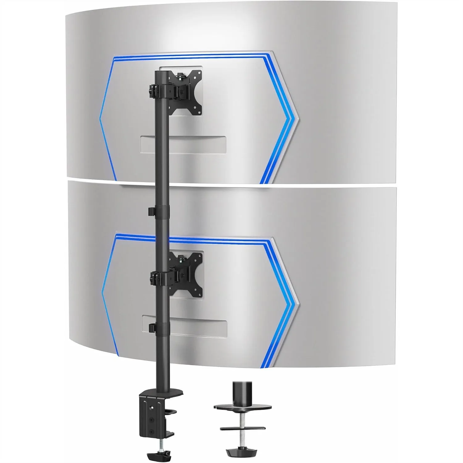 

Dual Ultrawide Monitor Desk Mount, Heavy Duty Vertical Stacked Stand for 2 Screens up to 45", 25 lbs Each, Adjustable Tilt