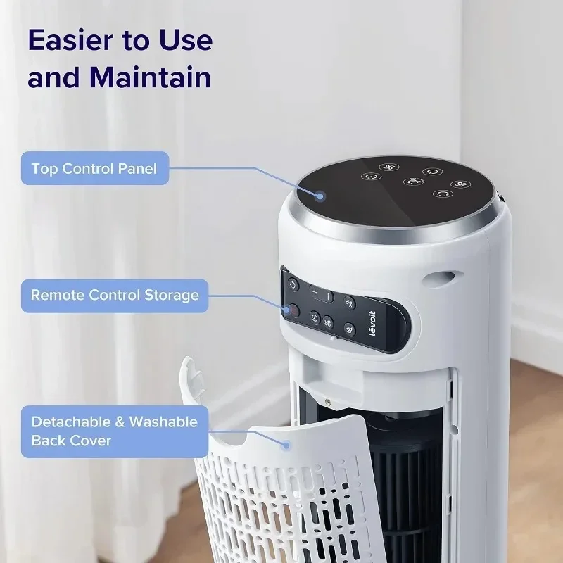 Bedroom Tower Fan Household Cold Air Silent with Sensor Timer Remote Control