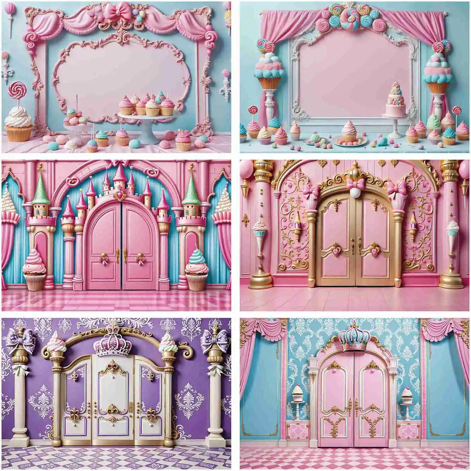 

MOON.QG Children's Castle Princess Birthday Decoration Backdrop Custom Baby Shooting Props Background Sign Home Party Photozone