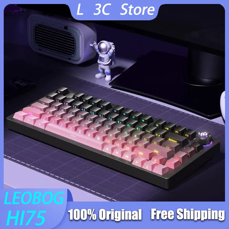LEOBOG HI75 Mechanical Keyboard Aluminum Alloy Hot Swap Wired RGB Gamer Gasket Gaming Keyboard With Knob Customized Accessories