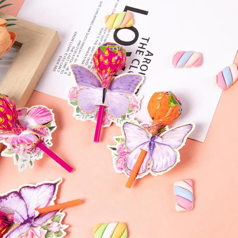 

Butterfly Candy Holder Colorful Lollipop Holder 8x Funny Butterfly Wrapping Card Candy Holder For Birthday Parties Wedding