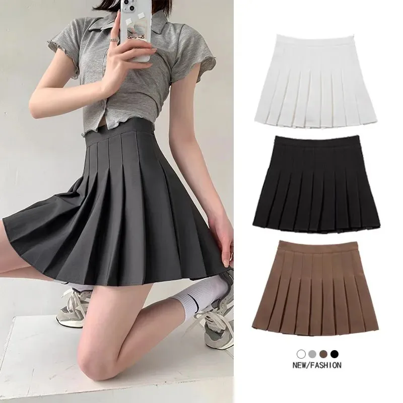 

Lucyever Women Pleated Skirts Summer High Waist Zipper Jk Mini Skirts Girls Black White School Uniform Student A Line Skirt 2024