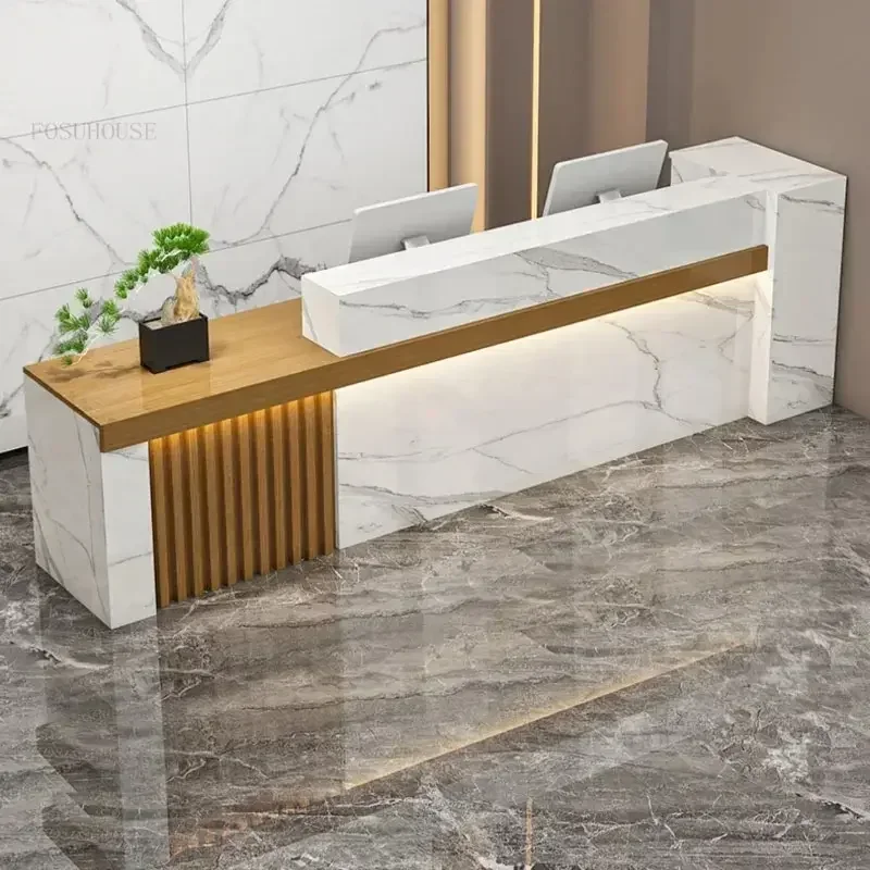 

-Luxurious Clinic Hotel Beauty Salon Modern Small Reception Desk Counter Simple Design