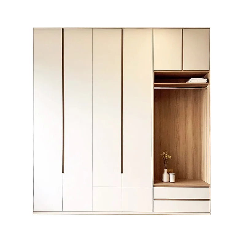 خزانة ملابس مصنوعة حسب الطلب وحديثة وبسيطة من سبائك الألومنيوم وأبواب زجاجية وتصميم قائم بذاته لغرفة نوم الفندق للاستخدام المتين #1