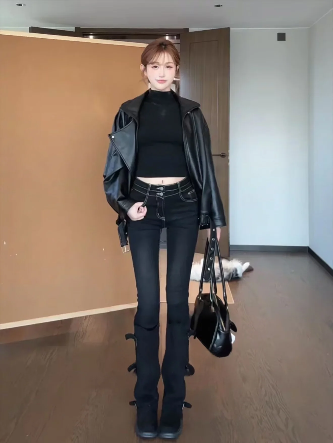 

High Waist Slim Fit Denim Jeans Women's Pencil Pants Plump Hip Hot Girl Sli Slimming Bla Nine Points Pants