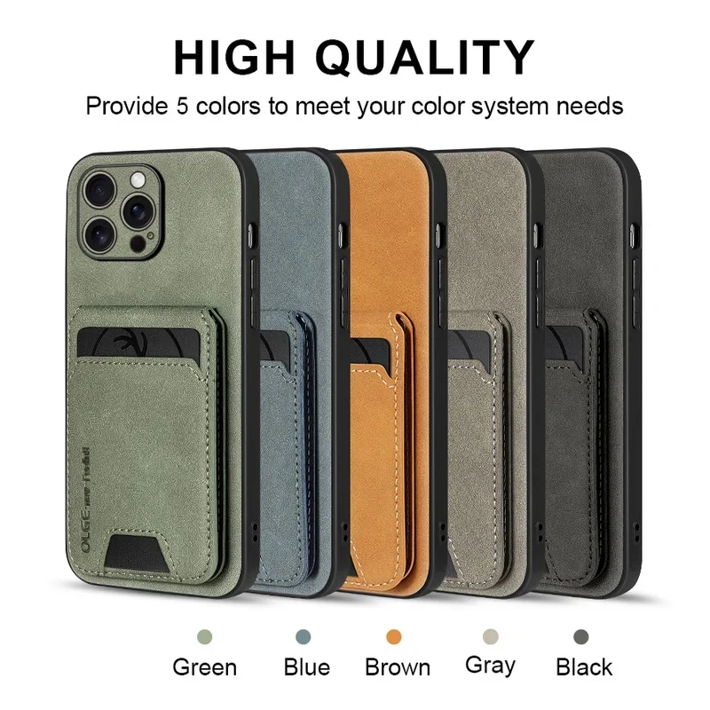 Funda de cuero de lujo con tarjetero para iPhone 17 16E 16 17 15 14 13 11 Pro Max, cartera, resistente a golpes 6