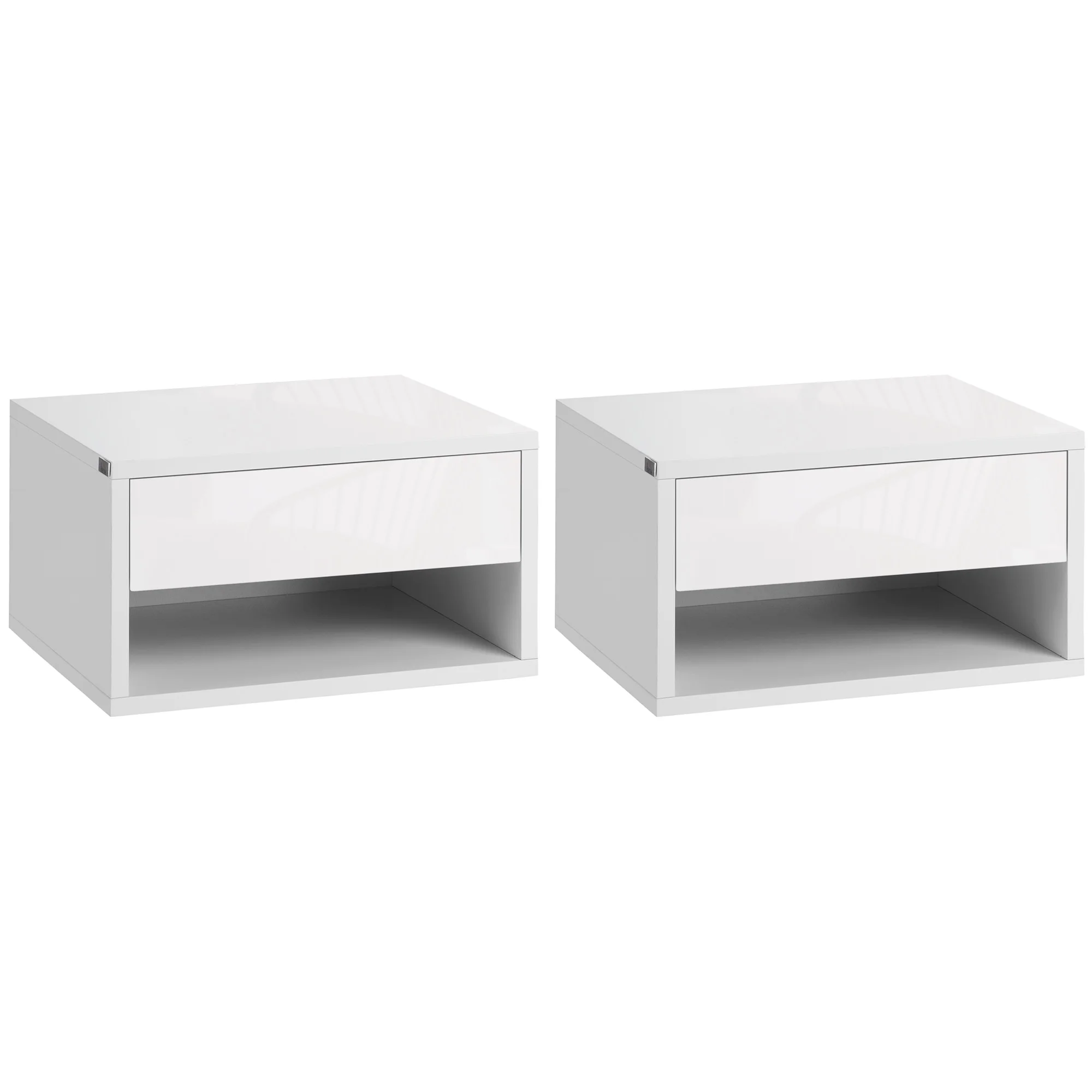 HOMCOM set di 2 comodini galleggianti con cassetto 37x32x21 cm bianco