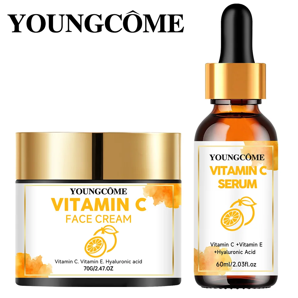 YOUNGCOME Vitamin C Hautpflegeset für Frauen, feuchtigkeitsspendendes Hyaluronsäure-Hautpflegeroutine mit Serum, Gesichtscreme 70 g + 60 ml – Detail 8