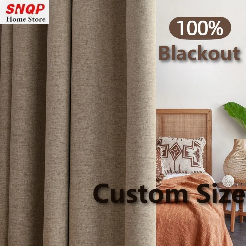

Custom Size White Tulle Cotton and Linen Are Fully Shading and Sun Protection Luxury Curtains for Living Dining Room Bedroom