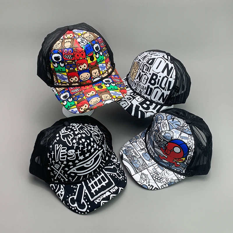 Hip Hop Street Graffiti Kpop Men Women Baseball Hats Cotton INS Cartoon Adjustable Breathable West Coast Skateboard Sport Caps