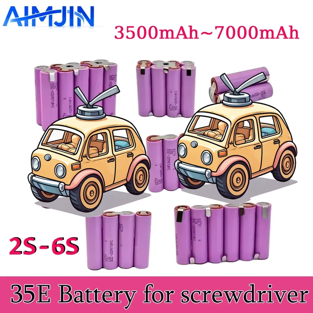 

18650 35E 3500mAh 7000mAh 20A battery 3S 4S 5S 6S 8S 7.4V 12.6V 14.8V 18V 25.2V for Screwdriver Batteries Weld Battery Pack