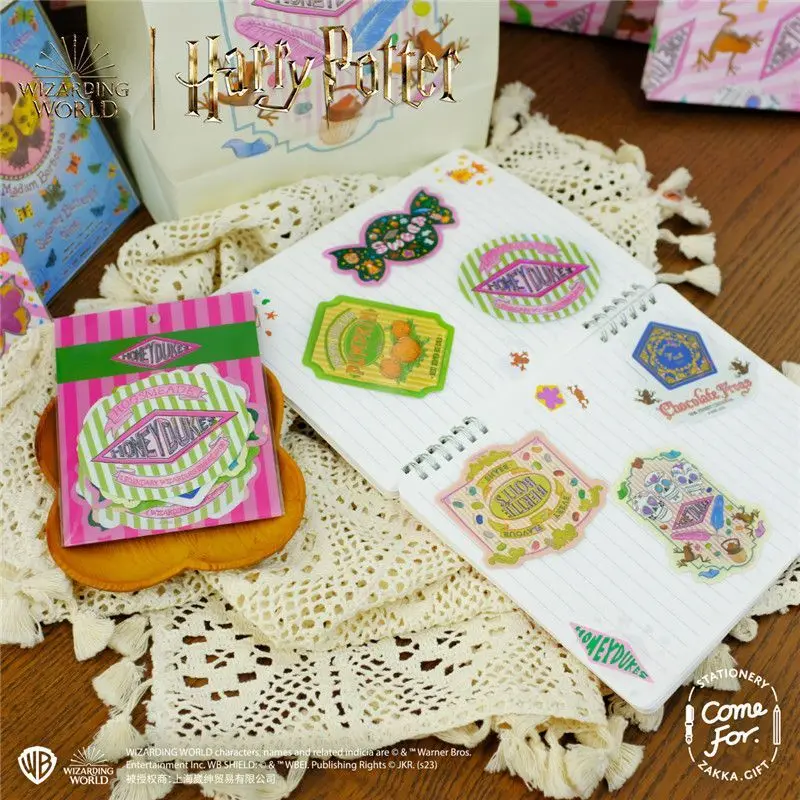 Paquete de pegatinas de Harry Potter, pegatinas de la tienda de dulces Honeydukes, pegatinas de la rana de chocolate, colaboración de dibujos animados, licencia oficial