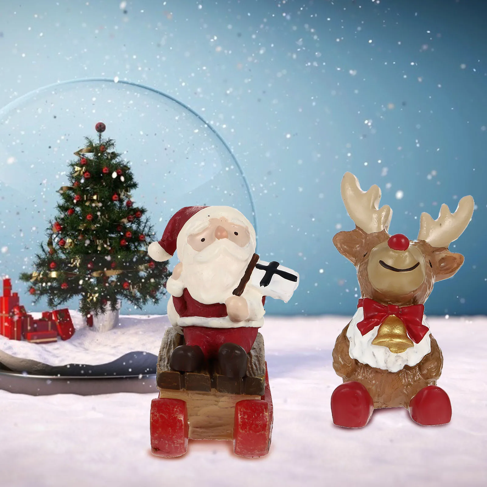 

3Pcs Christmas Micro Landscape Resin Ornament Set Xmas Decor for Aquarium Reptile Box Living Room Party