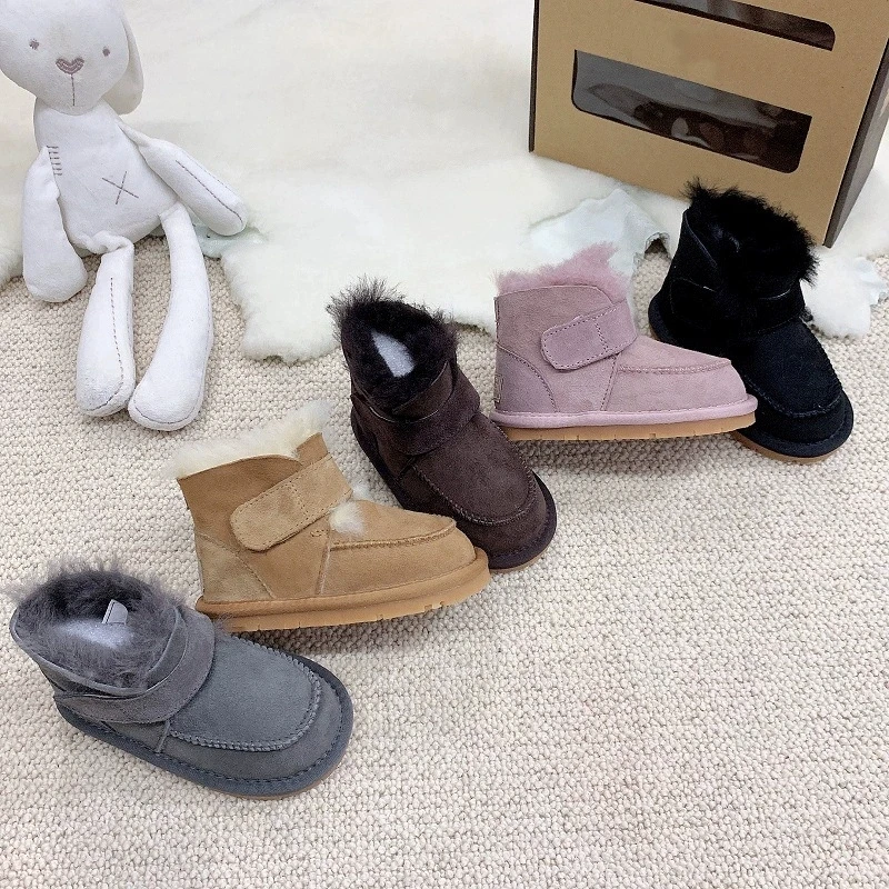 

Зимние теплые шерстяные зимние сапоги для маленьких мальчиков, высококачественные замшевые сапоги для малышей на меху, нескользящие теплые сапоги из коровьей кожи для девочек