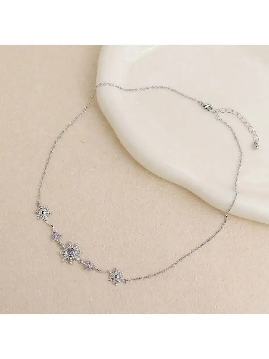 

Sunflower Floral Pendant Necklace With Adjustable Chain For Women Boho Vintage Style