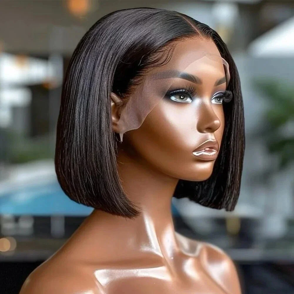 

13X4 Lace Front Wig Human Hair Straight Short Bob Wigs 4x4 Lace Frontal Wig 200% Density Brazilian Virgin Human Hair 12 14 Inch
