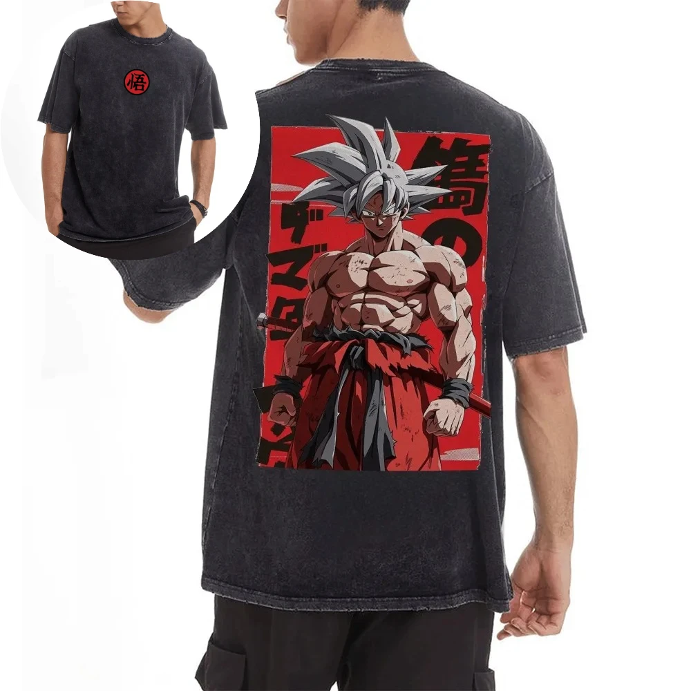 Dragon Ball Super Goku Ultra Instinct noir Anime T-shirt 2025 été hommes coupe ample gris chiné Streetwear coton T-shirt