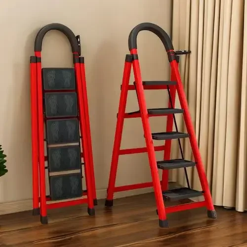 3/4 Step Ladder, Folding Step Stool with Cushioned Handle Anti-Slip Pedal Tool Rack Anti Rollover Safety Buckle