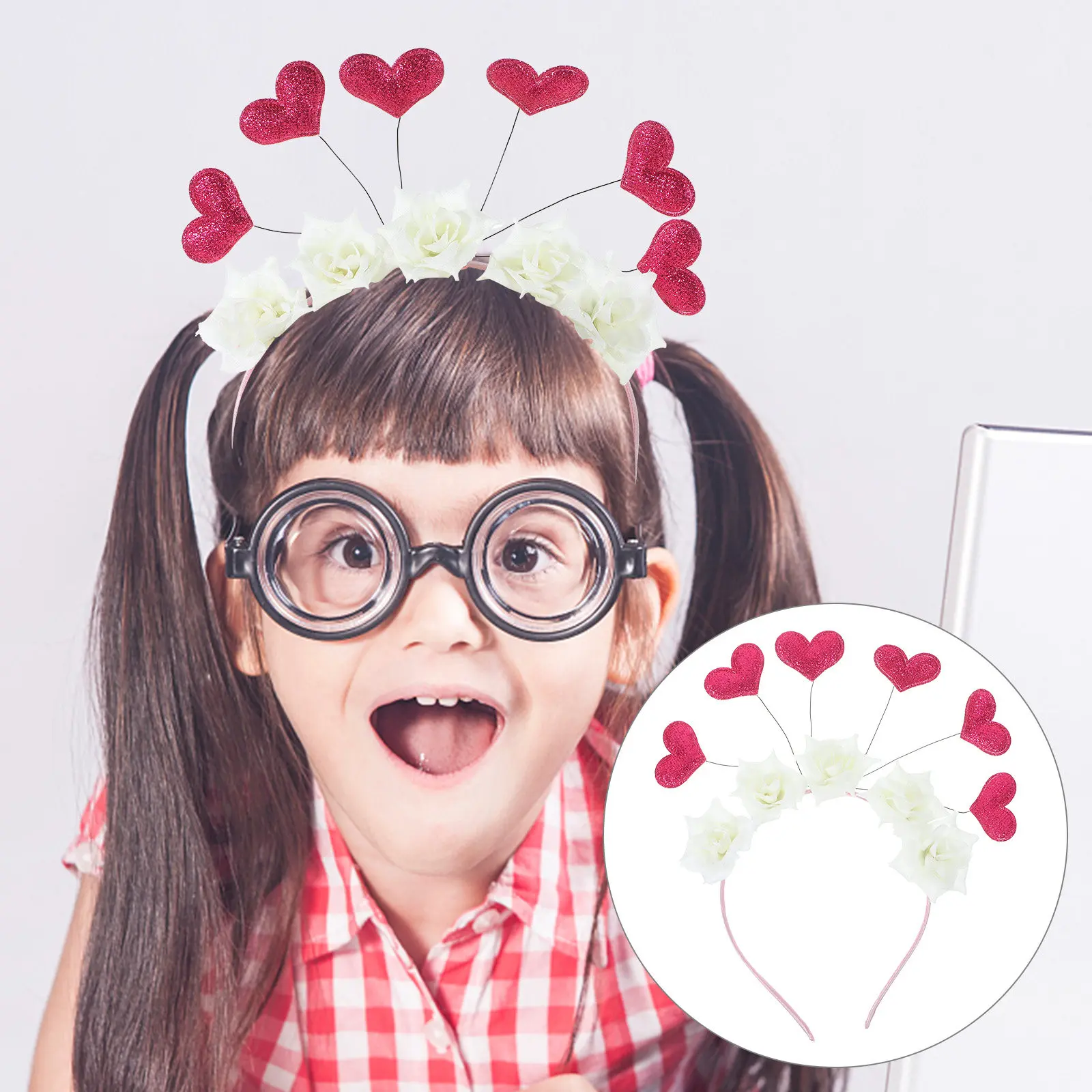 

Valentine Heart Headband for Women Adults Romantic Rose Flower Party Headdress Love Accessory Valentine's Day Gift Heart Shaped