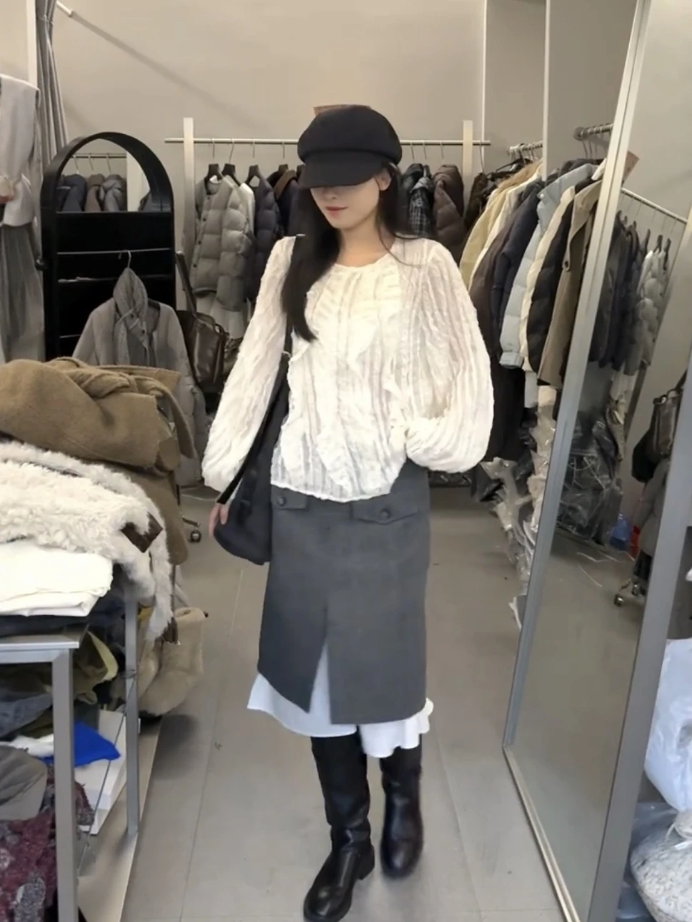 

Женская блузка Gentle Wind с плиссированным кружевом, круглым вырезом и длинными рукавами, свободного кроя, для ранней весны, с эффектом похудения, элегантный топ