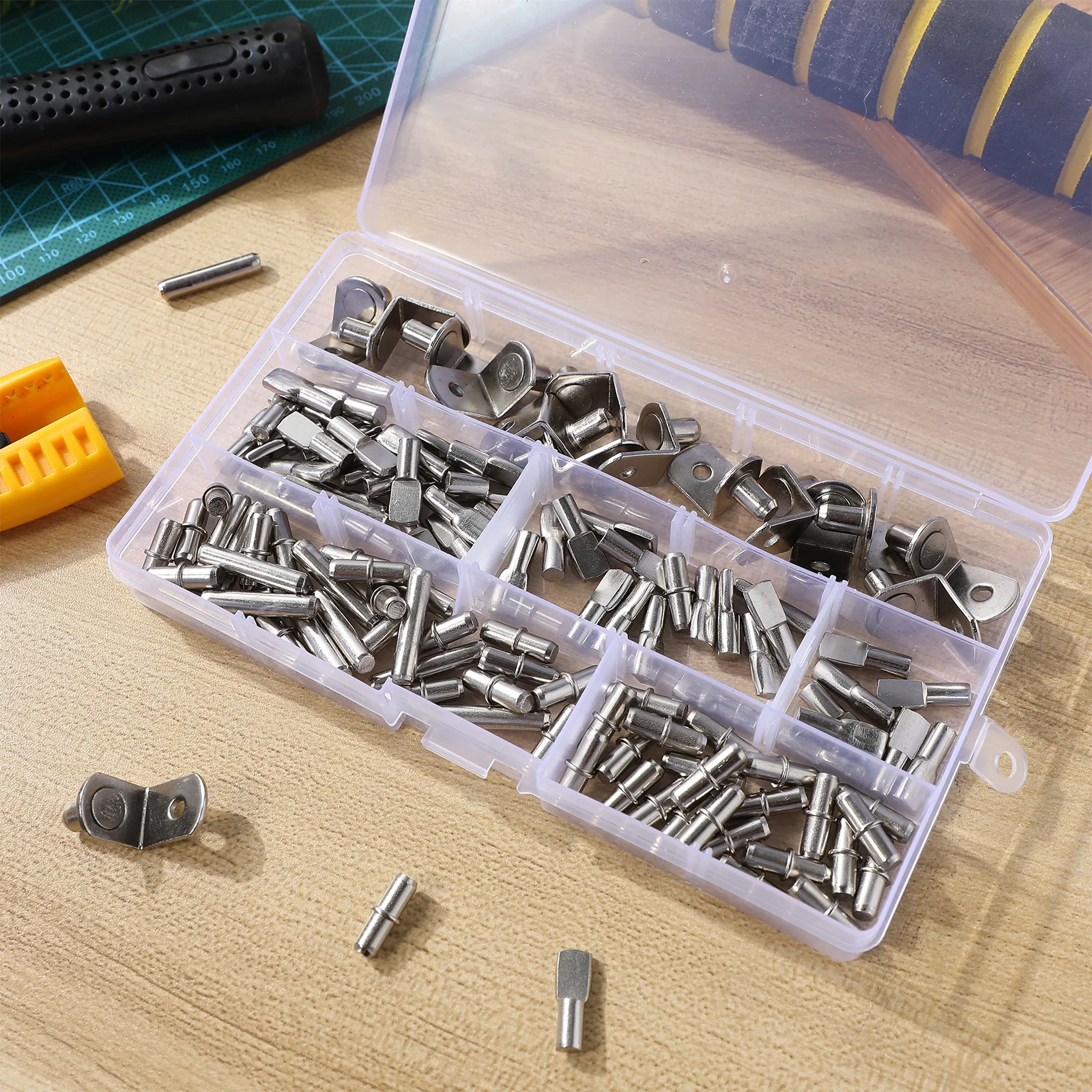 Clavijas de estante de Metal ajustables para estantes de vidrio, soporte resistente, alfileres de estantería, clavija de estante, 120 Uds.