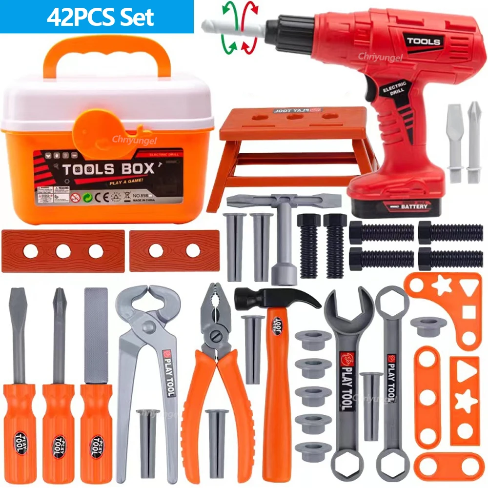 Pretend Tools Kit Kids 42PCS Set Play Repair Tool Set Plastic Construction Toys with Screwdrivers for Toddler Boys Girls Child