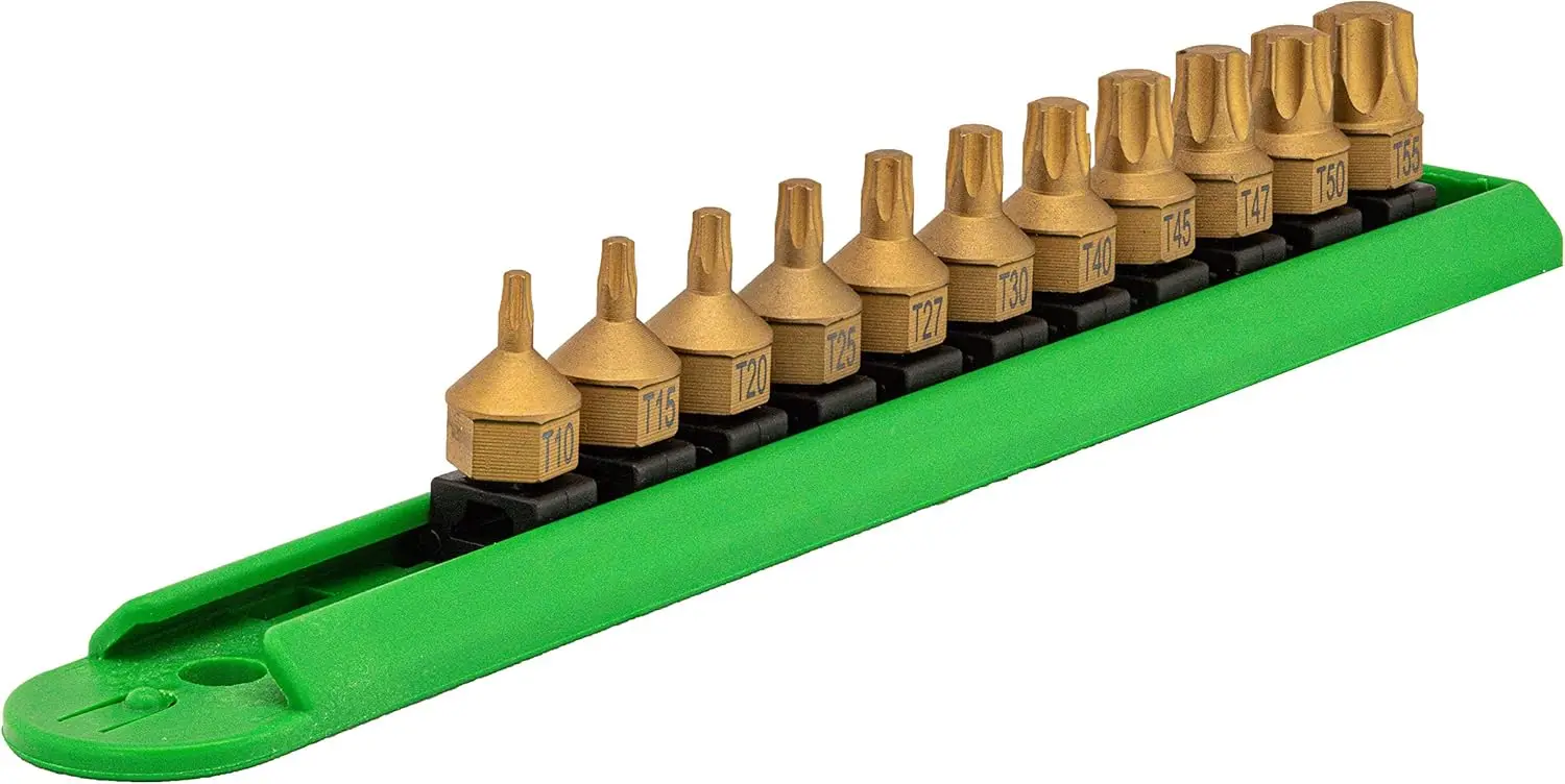 

Low Profile Dual Drive Torx Bit Set, 11-Piece Titanium Coated for Tight Spaces