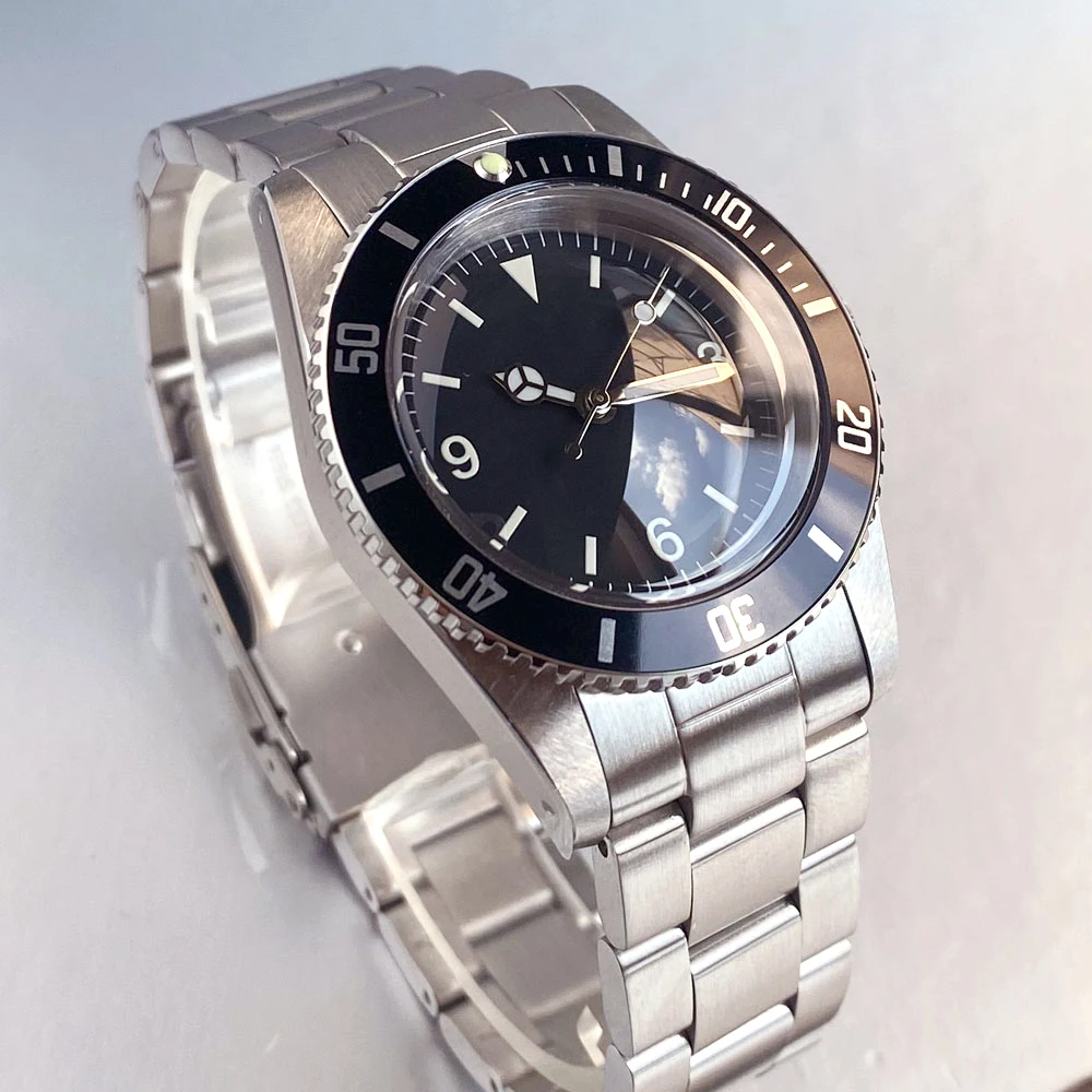 

Винтажные часы Tandorio Luminous 38 мм с сапфировым стеклом, механизмом NH35A, водонепроницаемостью 200 м, автоматическим механизмом, дайверские, мужские, с безелем на 120 щелчков и стальным браслетом.