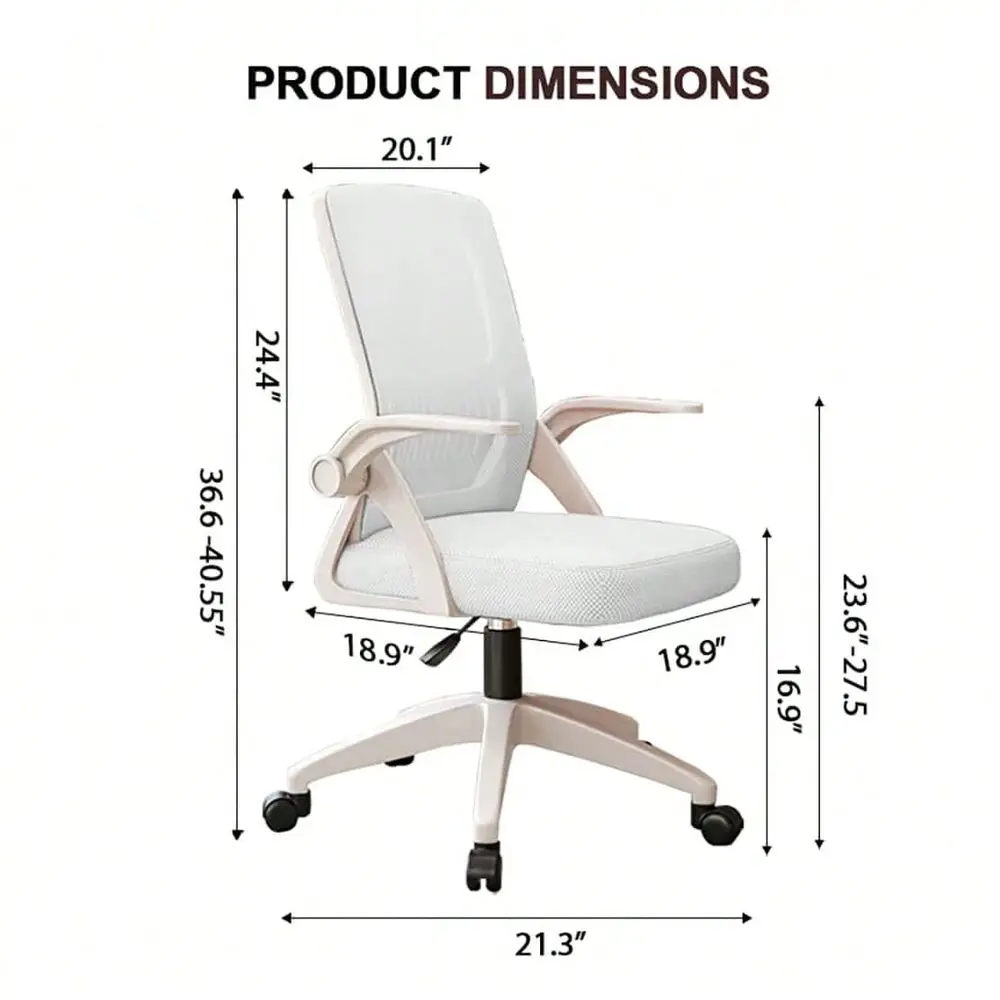 Chair, Ergonomic Desk Chair Breathable Mesh Chair Swivel Chair With FlipUp Arms And Lumbar Support Computer Chair For Home Offi