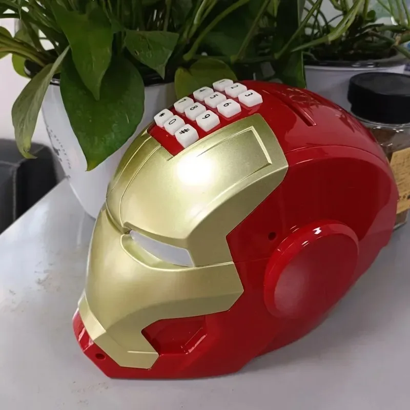 22,5 cm Superheld Iron Man Licht Musik Sparen Bank Iron Man Charakter Helm Passwort Lock Sparen Box Spielzeug Desktop Dekoration geschenk