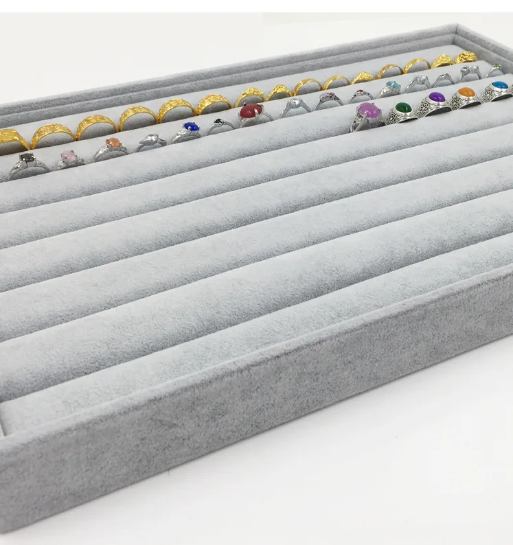 35X24X3Cm Flannel Jewelry Tray 100 Digit Ring Display Storage Jewelry Display Props Ring Trays Dedicated Dustproof Plastic Cover