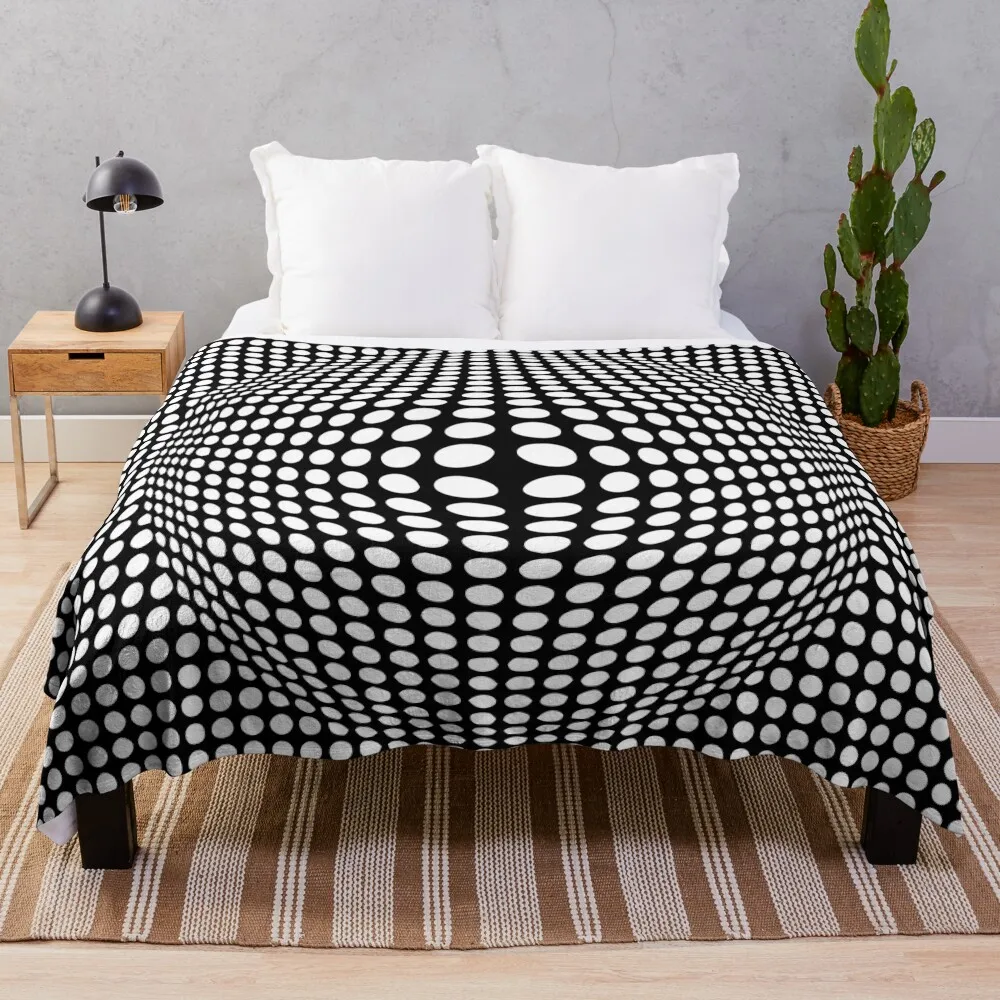 Black And White Victor Vasarely Style Optical Illusion Throw Blanket Kid'S Soft Big Blankets