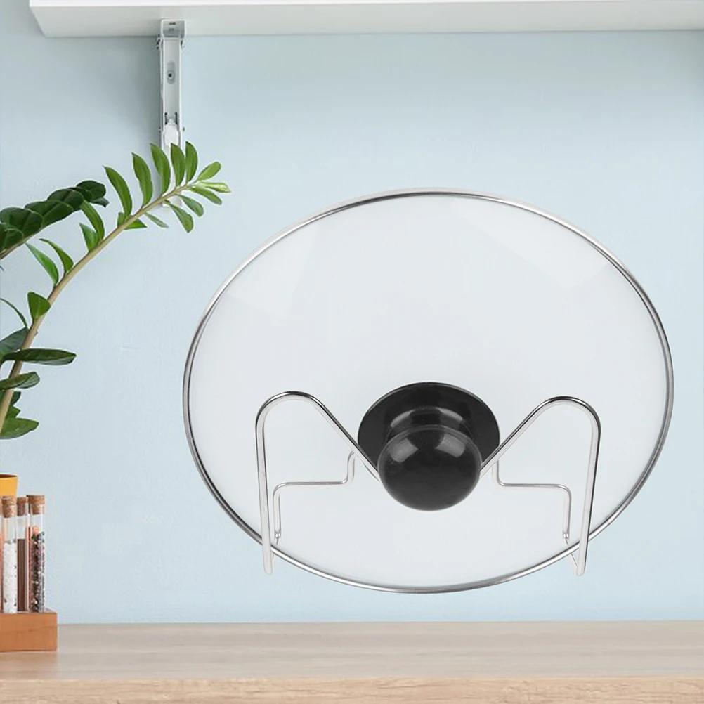 

2pcs Organizer Wall Mounted Punch Free Pan Cover Storage Stand Household Pot Rack Stainless Steel Reusable Wall Pot Lid Shelf