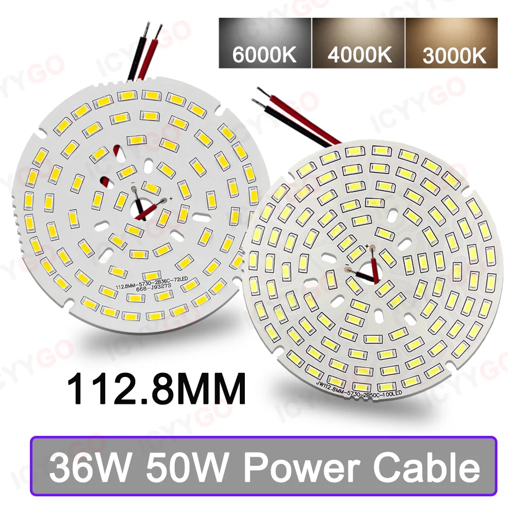 36W 50W LED SMD Chip 5730 Brightness Light Board 108V 150V For LED Bulb Downlight Ceiling PCB With LED Plug Cord Power Cable