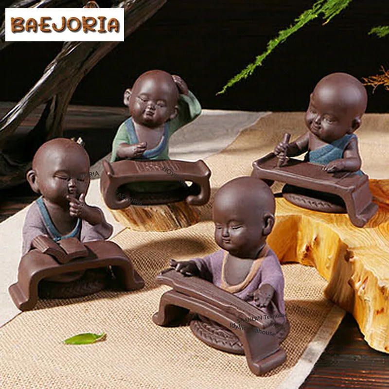 BAEJORIA Guqin Chess Penmanship Painting Colored Sand Pottery Tea Pet Boutique Tea Spirit Tea Figurine Play Toys Tea Statue Gift