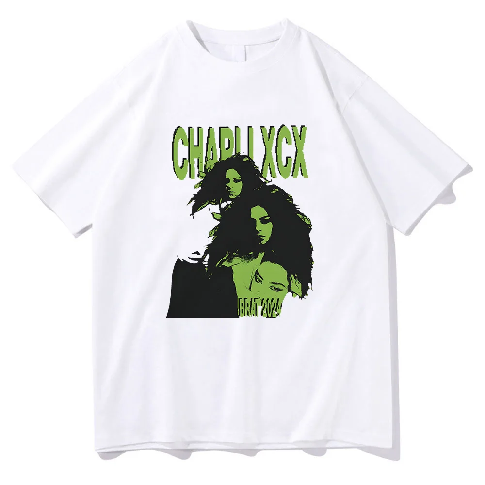 Cotton Women/Men Clothes Charli XCX Brat 2024 Album Graphic Tee-shirt Ropa Mujer Streetwear Camisetas Print Tee Casual Girls Top