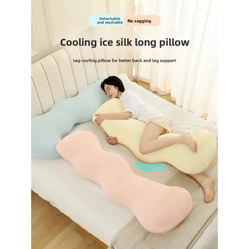 long-ice-silk-pillow-for-side-sleepers-adult-bed-leg-clasping-cool-feeling-removable-cover-summer-special-use-cushion