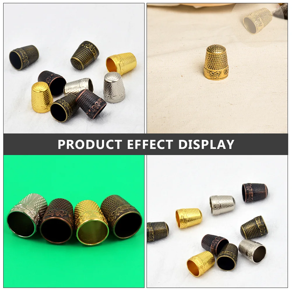 

6Pcs Reusable Sewing Thimbles Strong Copper Finger Sleeves for Hand Stitching DIY Quilting Embroidery Tools Compact Portable