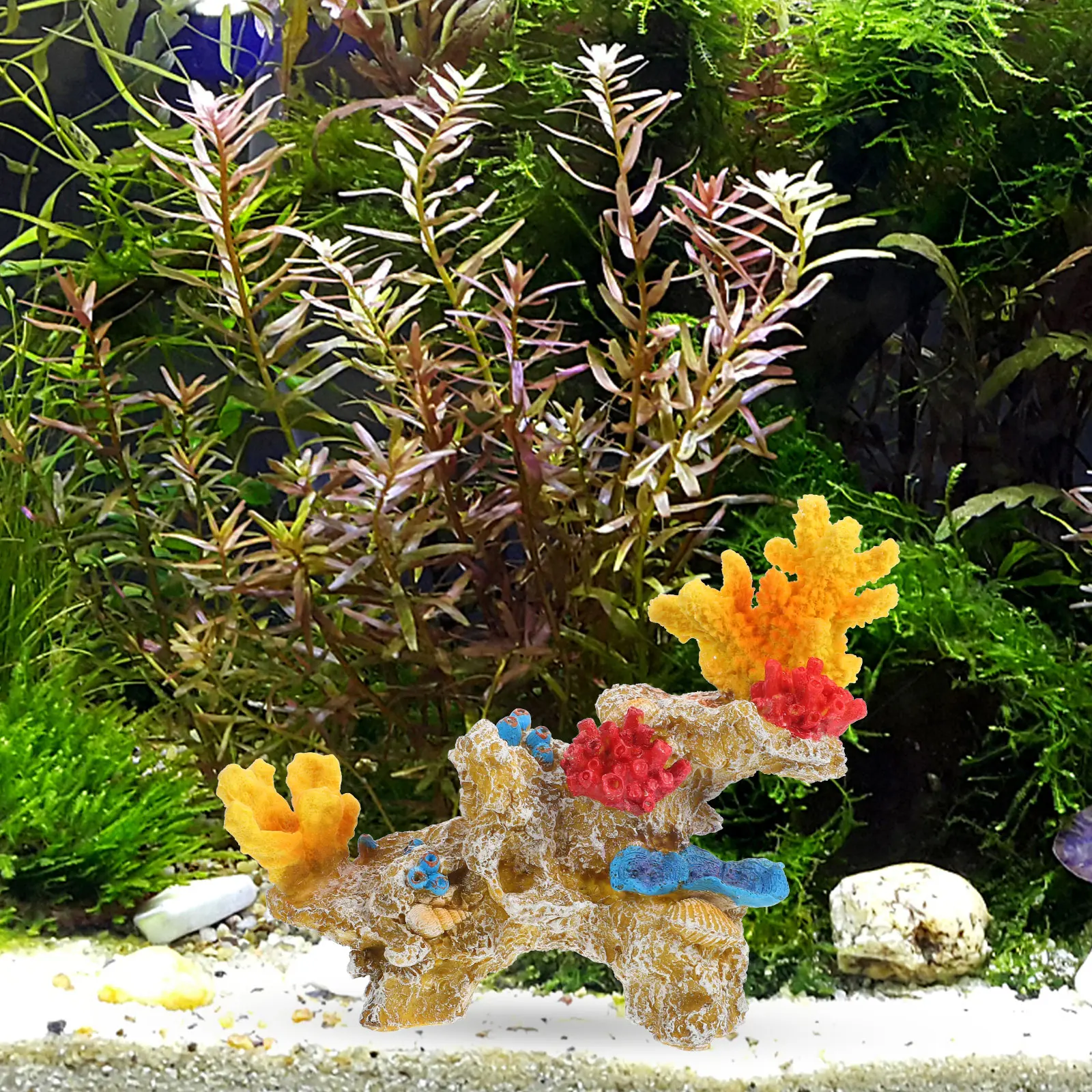 

Yellow Coral Reef Decor for Aquarium Artificial Coral Landscape Ornament Fish Tank Decoration Realistic PVC Safe Betta Turtle