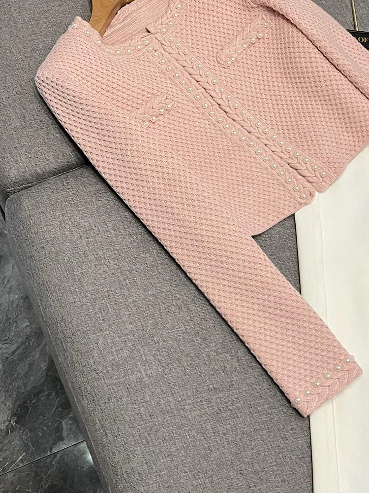 エレパールトリムラウンドネオープンカーディガンスリムフィットドクターデザインヘビー装飾スイートスレ中国製F05562