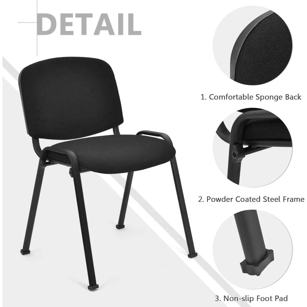 Conjunto de cadeiras de conferência de 5 peças com estrutura de aço, design ergonômico, assento e encosto de esponja, cadeira empilhável para sala de espera de estudo