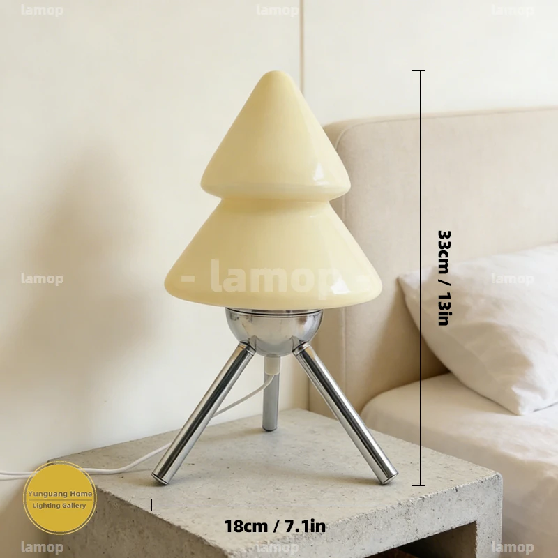 Murano Glass Double Layer Conical Table Lamp Soft Light Diffusion Ins Style Furnishing Lamp For Leisure Nook Apartment Side