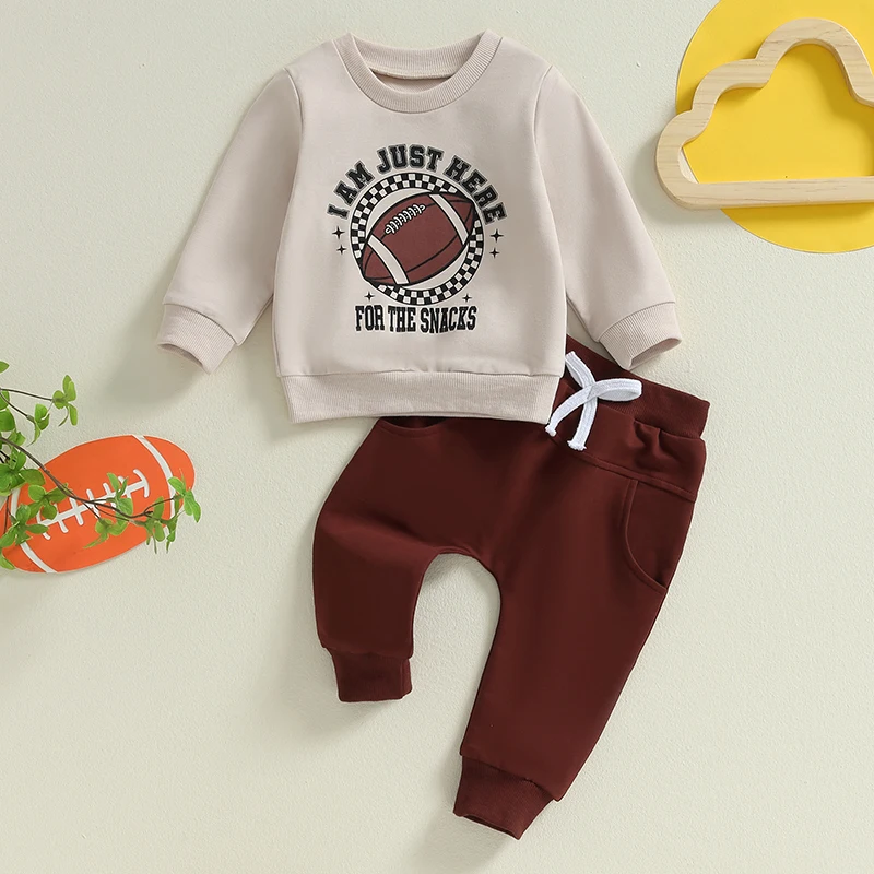 

Baby Clothing Boy Rugby Letter Print Long Sleeve Sweatshirt Sweatpants Pants Set 2 Piece Toddler Clothes